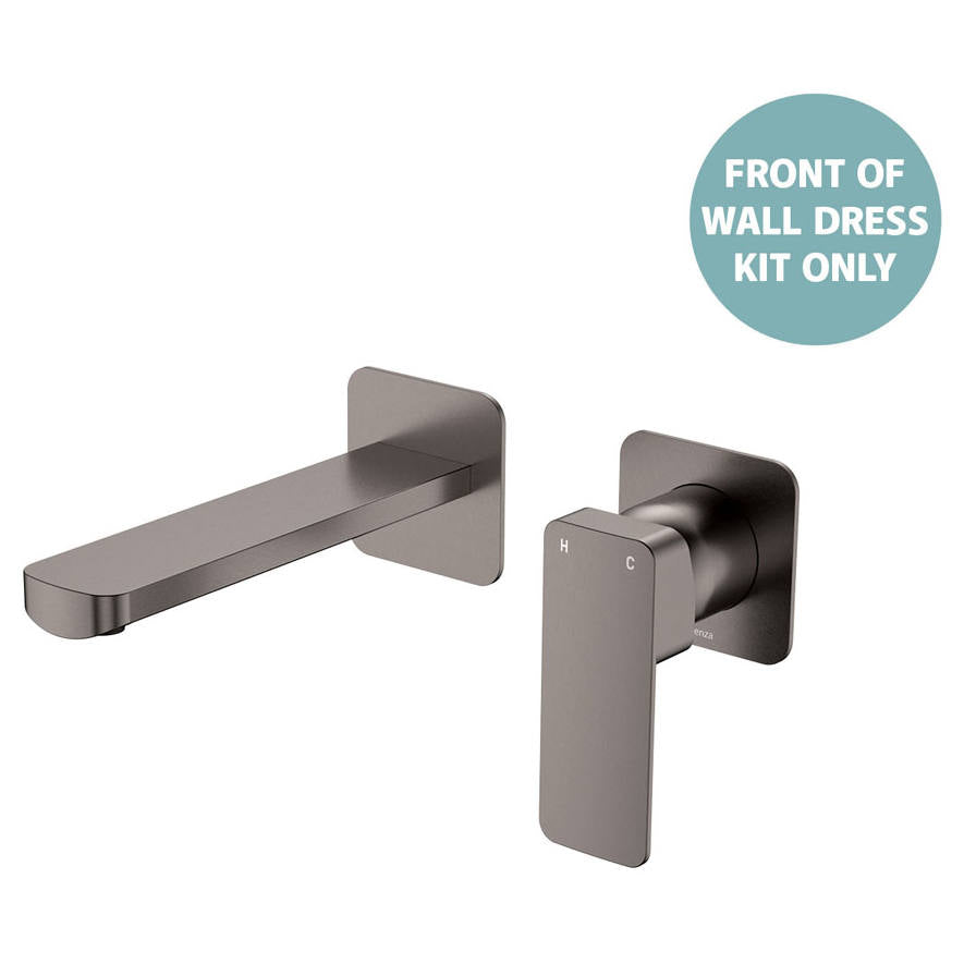 Tono Wall Mixer Set Dress Kit, Square Plate, 160mm Outlet, Gun Metal
