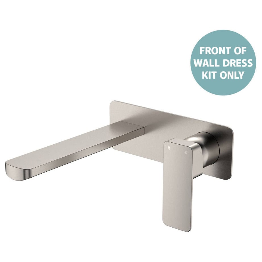 Tono Wall Mixer Set Dress Kit, Rect Plate, 200mm Outlet, Brushed Nickel