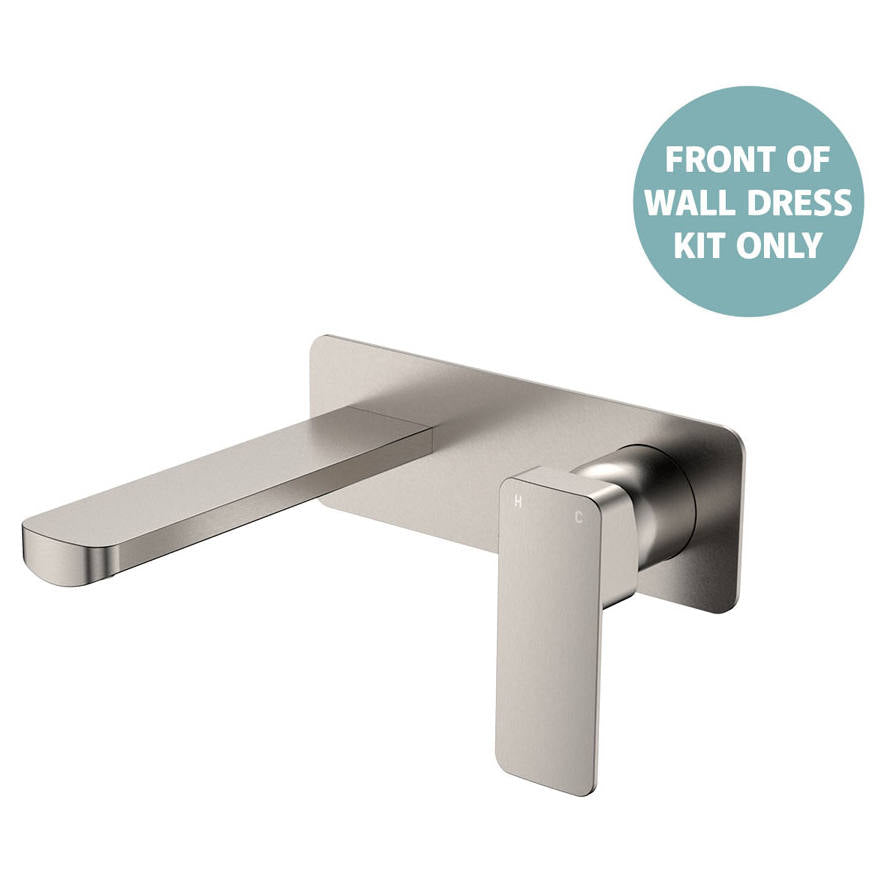 Tono Wall Mixer Set Dress Kit, Rect Plate, 160mm Outlet, Brushed Nickel