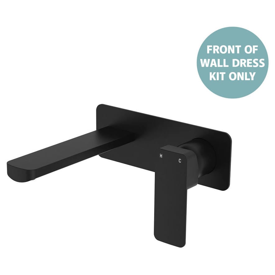 Tono Wall Mixer Set Dress Kit, Rect Plate, 160mm Outlet, Matte Black