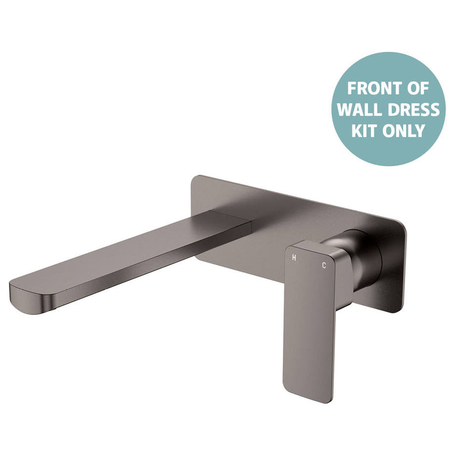 Tono Wall Mixer Set Dress Kit, Rect Plate, 200mm Outlet, Gun Metal