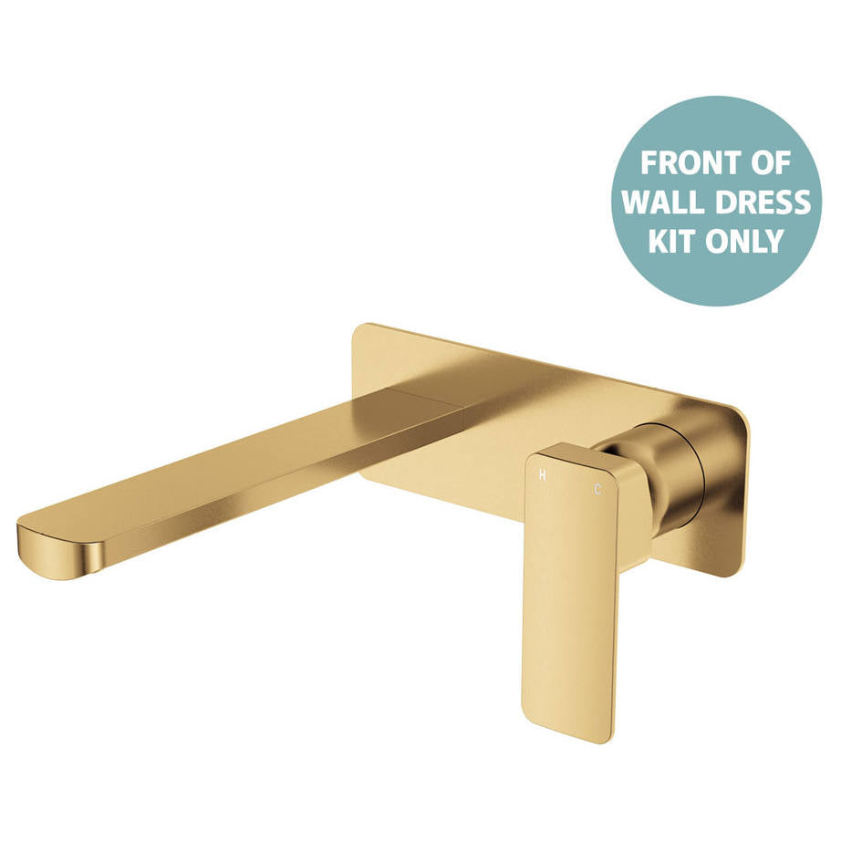 Tono Wall Mixer Set Dress Kit, Rect Plate, 200mm Outlet, Urban Brass