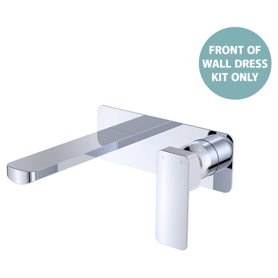 Tono Wall Mixer Set Dress Kit, Rect Plate, 160mm Outlet, Chrome