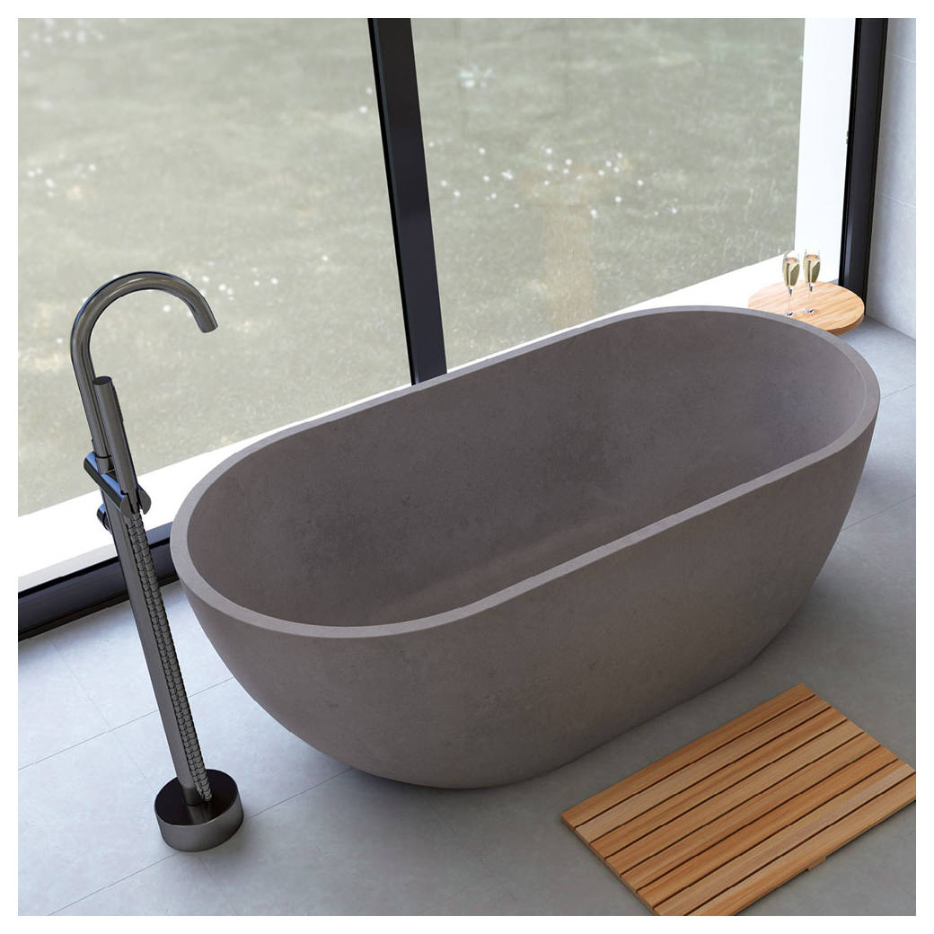 Jada 1500mm Concrete Bath, Warm Grey