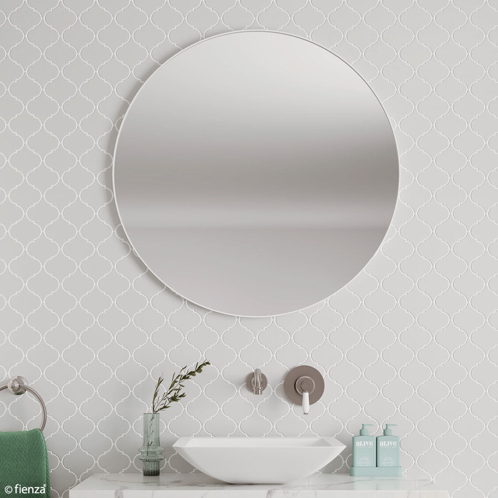 Reba Round Mirror 800mm White
