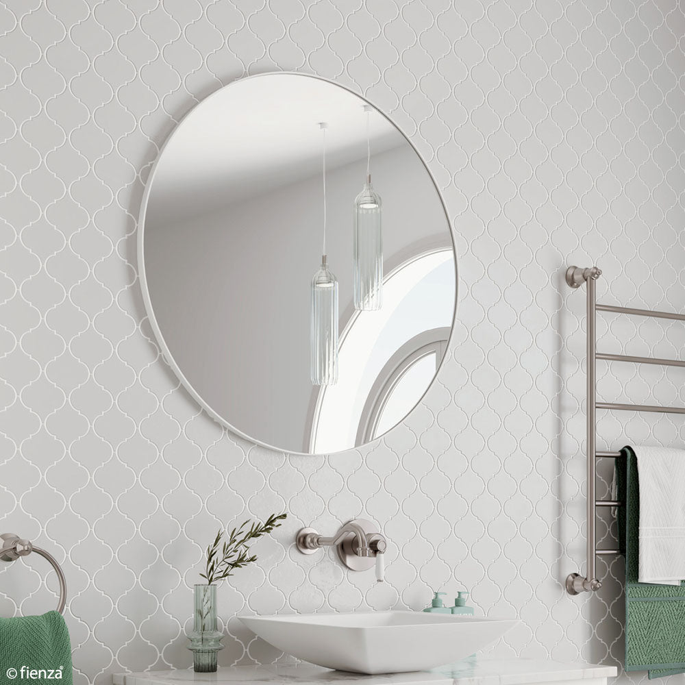 Reba Round Mirror 800mm White