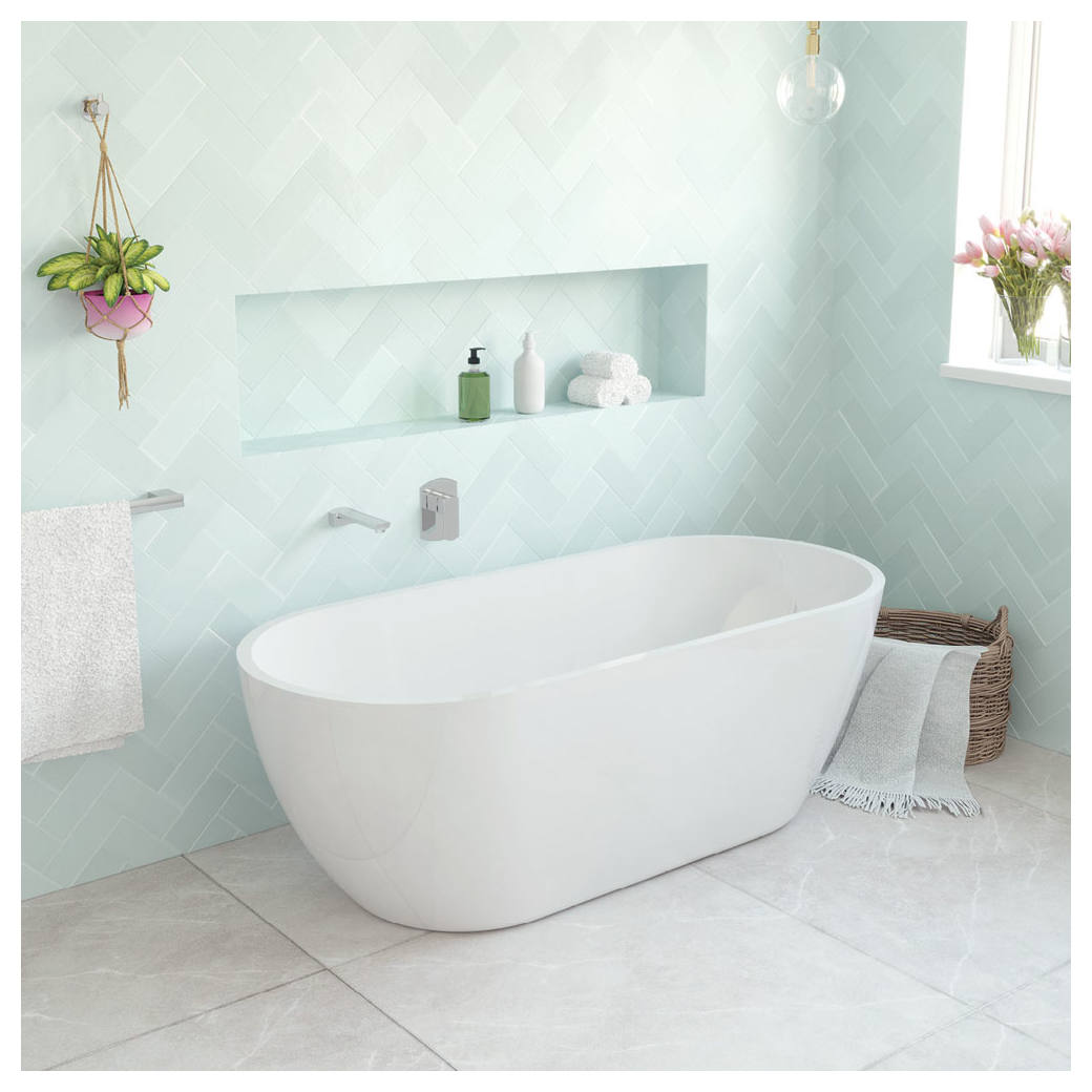 Koko Freestanding Acrylic Bath, 1680mm, Matte White