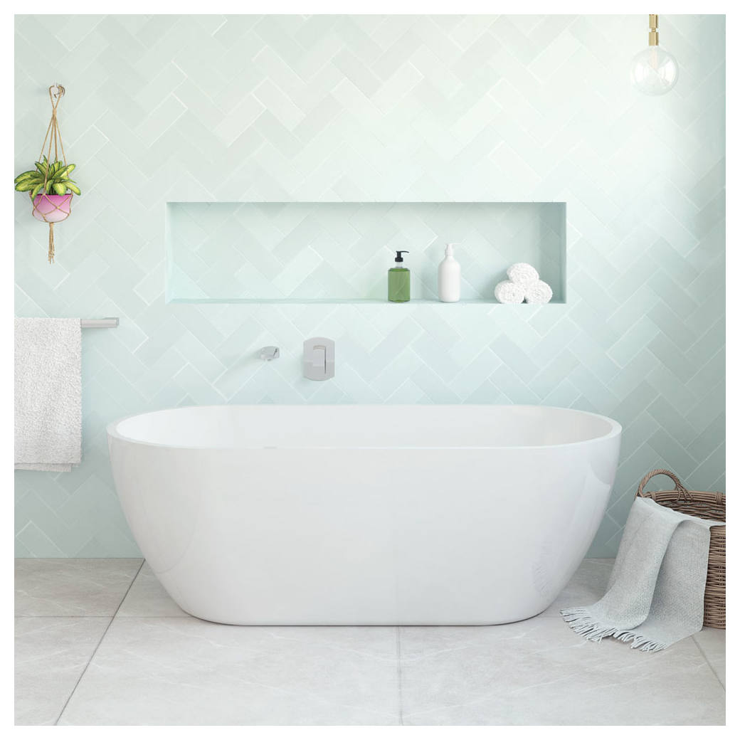 Koko Freestanding Acrylic Bath, 1680mm, Matte White