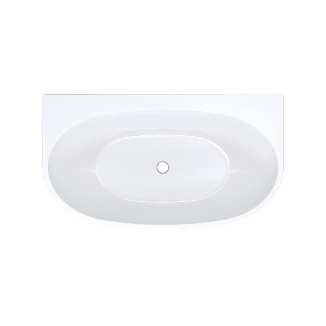 Keeto Back-To-Wall Acrylic Bath, 1300mm, Gloss White