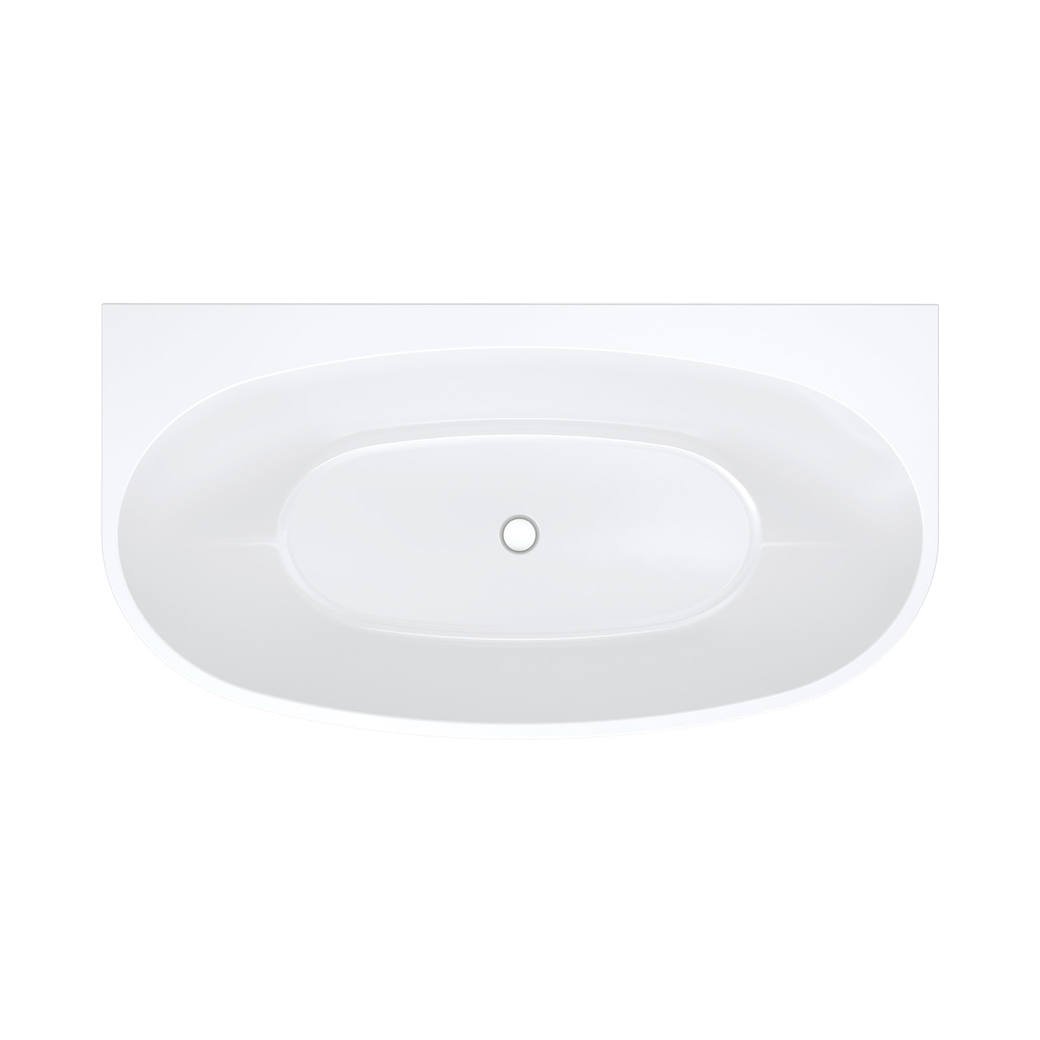Keeto Back-To-Wall Acrylic Bath, 1500mm, Gloss White