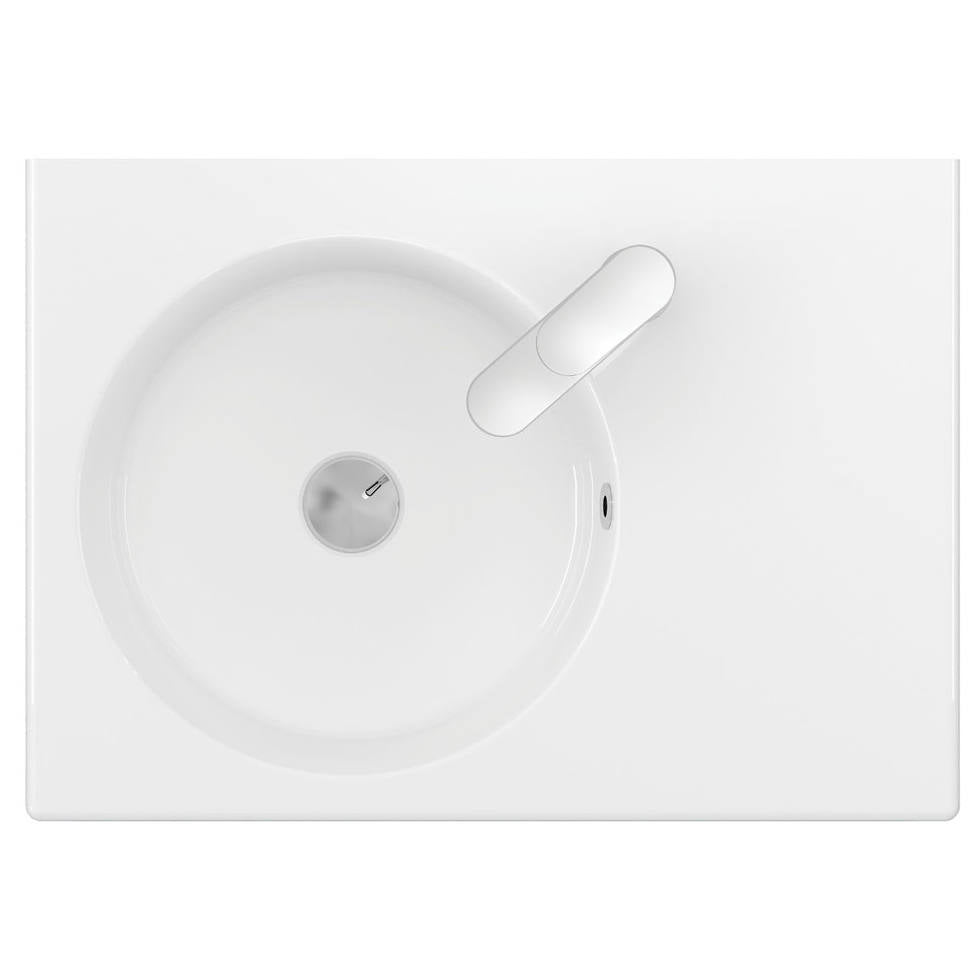 Reba Left Bowl Wall Basin, 1 Tap Hole, Gloss White