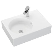 Reba Left Bowl Wall Basin, 1 Tap Hole, Gloss White