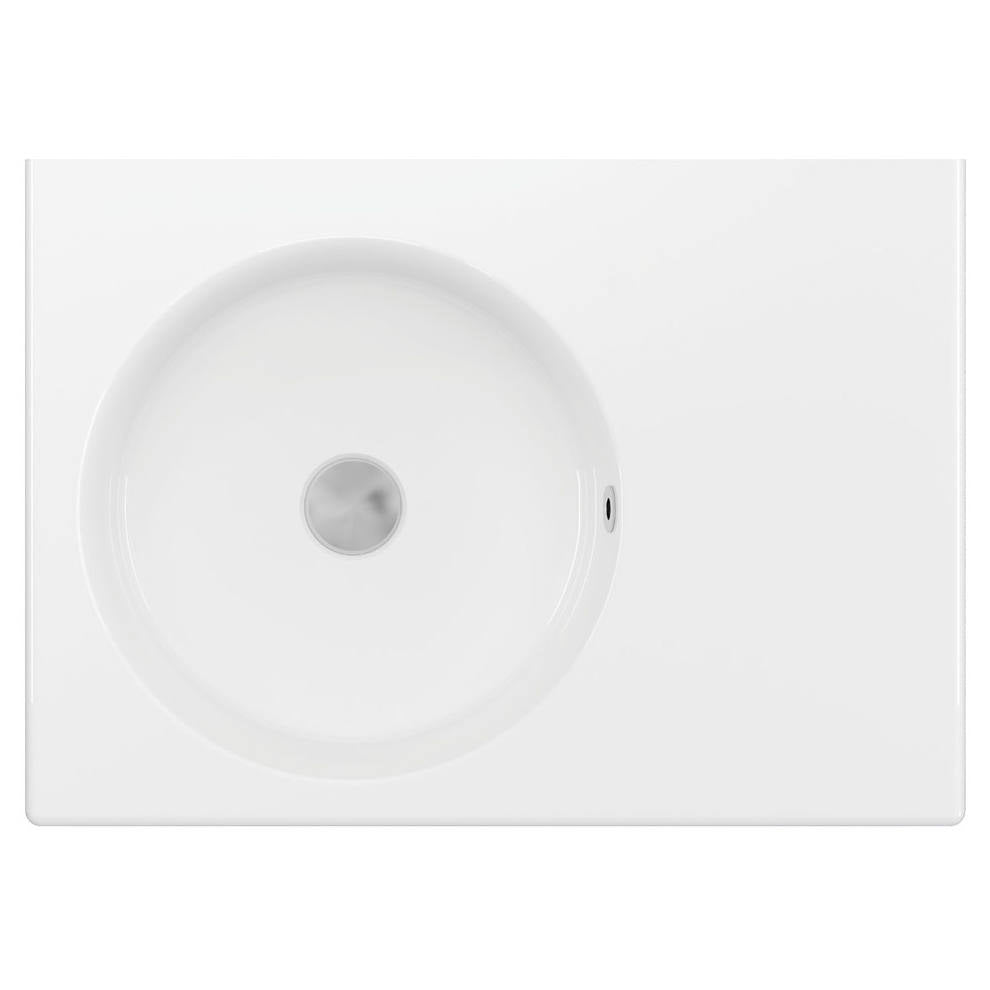 Reba Left Bowl Wall Basin, No Tap Hole, Gloss White