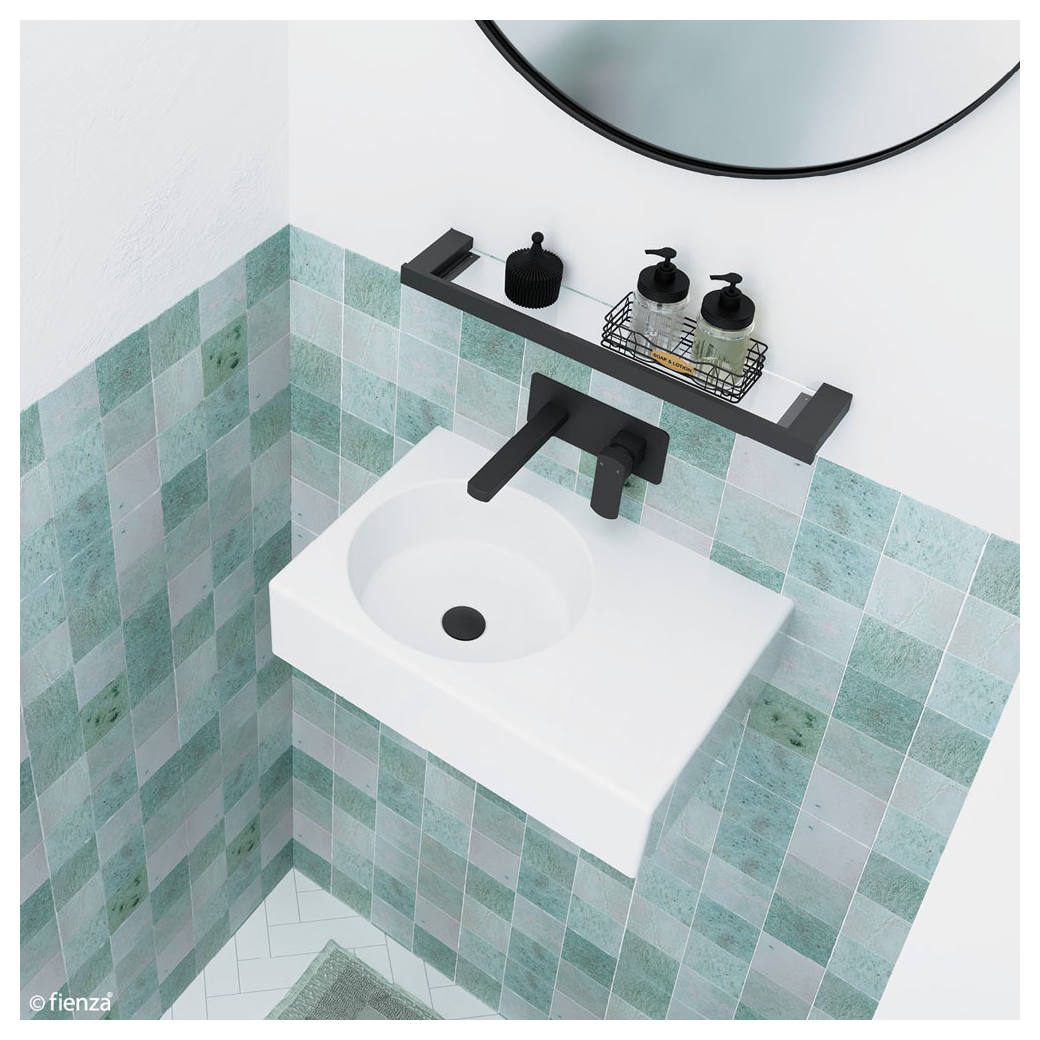 Reba Left Bowl Wall Basin, No Tap Hole, Gloss White