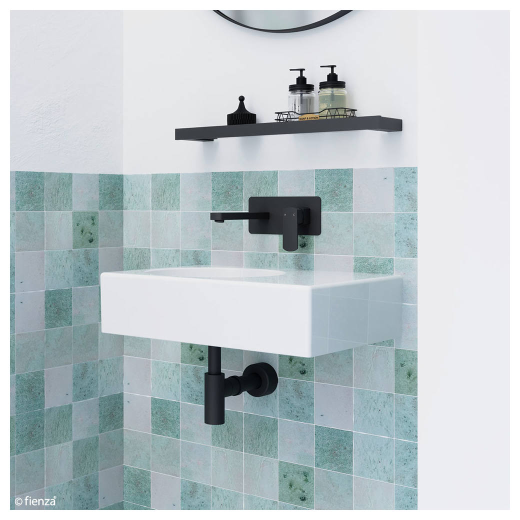 Reba Left Bowl Wall Basin, No Tap Hole, Gloss White