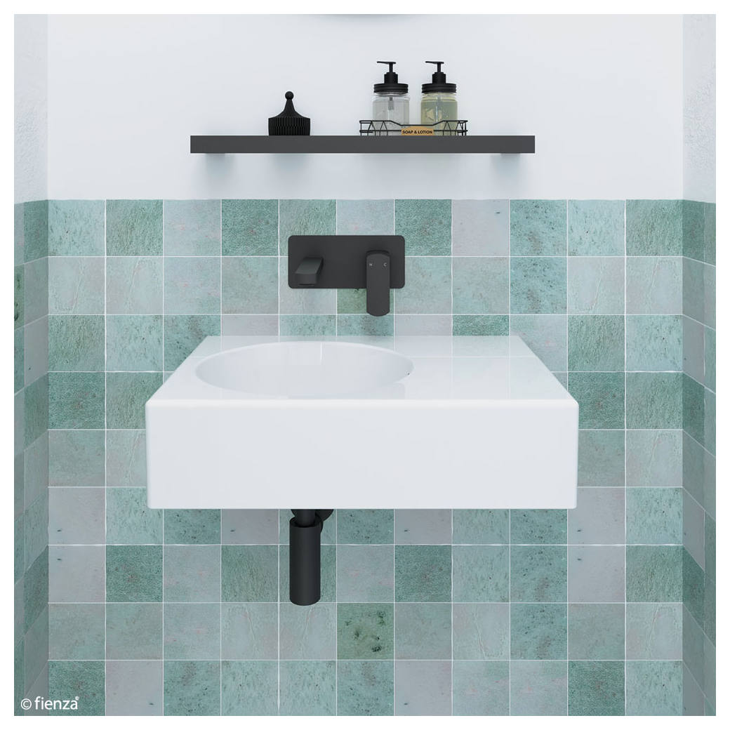 Reba Left Bowl Wall Basin, No Tap Hole, Gloss White