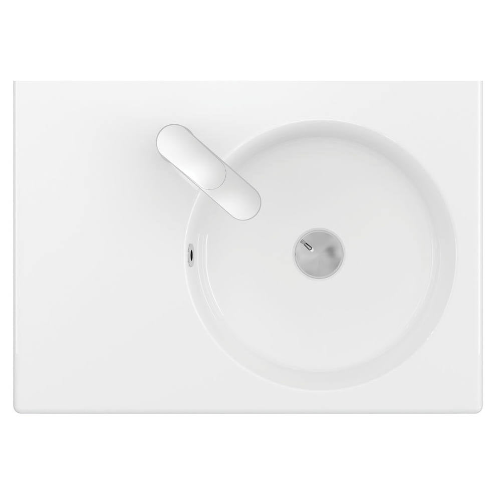 Reba Right Bowl Wall Basin, 1 Tap Hole, Gloss White