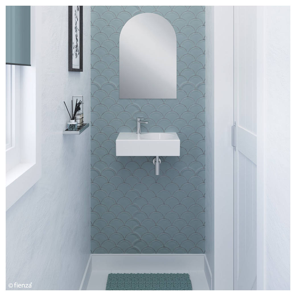 Reba Right Bowl Wall Basin, 1 Tap Hole, Gloss White