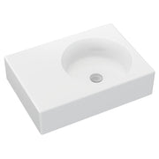 Reba Right Bowl Wall Basin, No Tap Hole, Gloss White