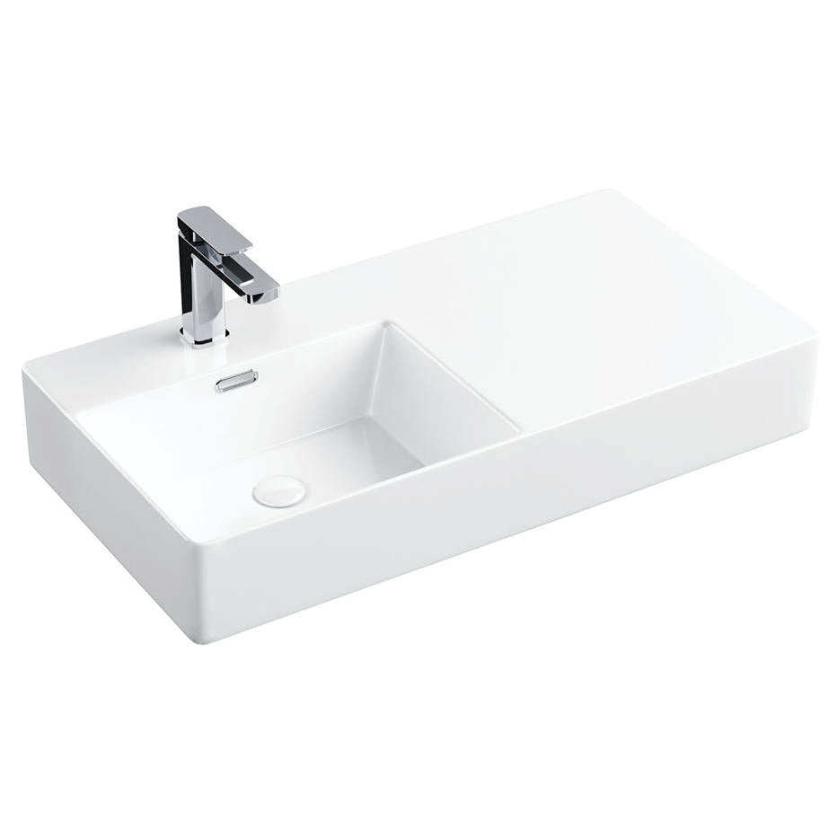 Petra 800 Left-Hand Wall Basin, Gloss White