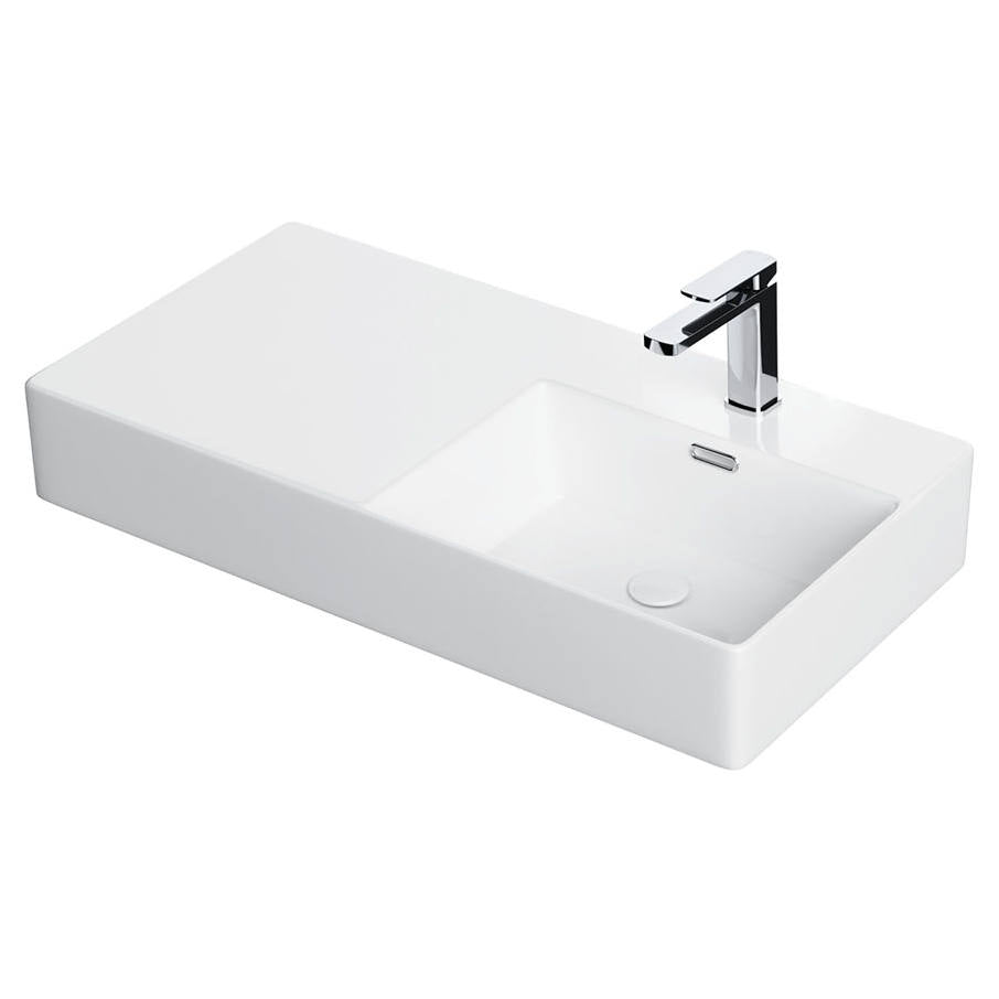 Petra 800 Right-Hand Wall Basin, Gloss White