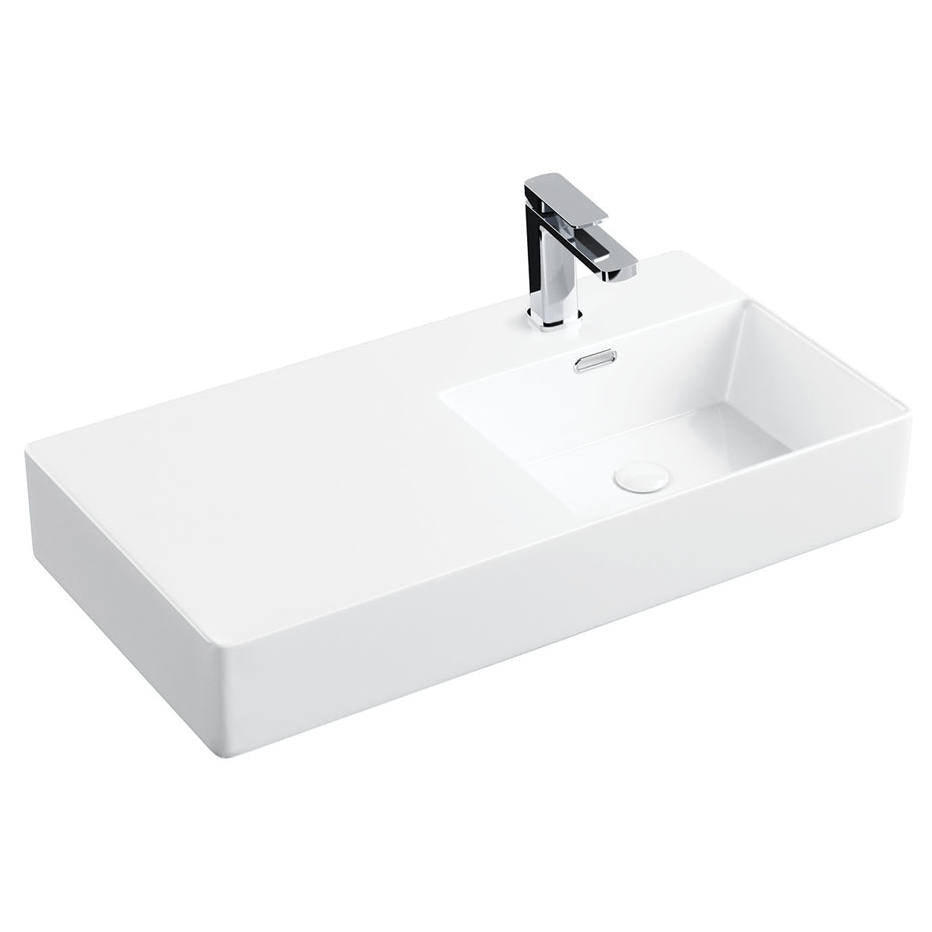 Petra 800 Right-Hand Wall Basin, Gloss White