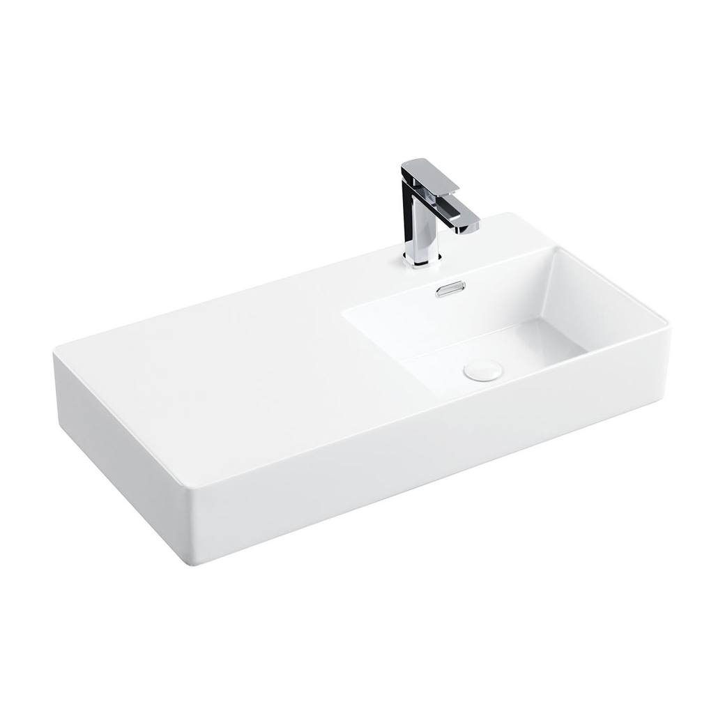 Petra 800 Right-Hand Wall Basin, Gloss White