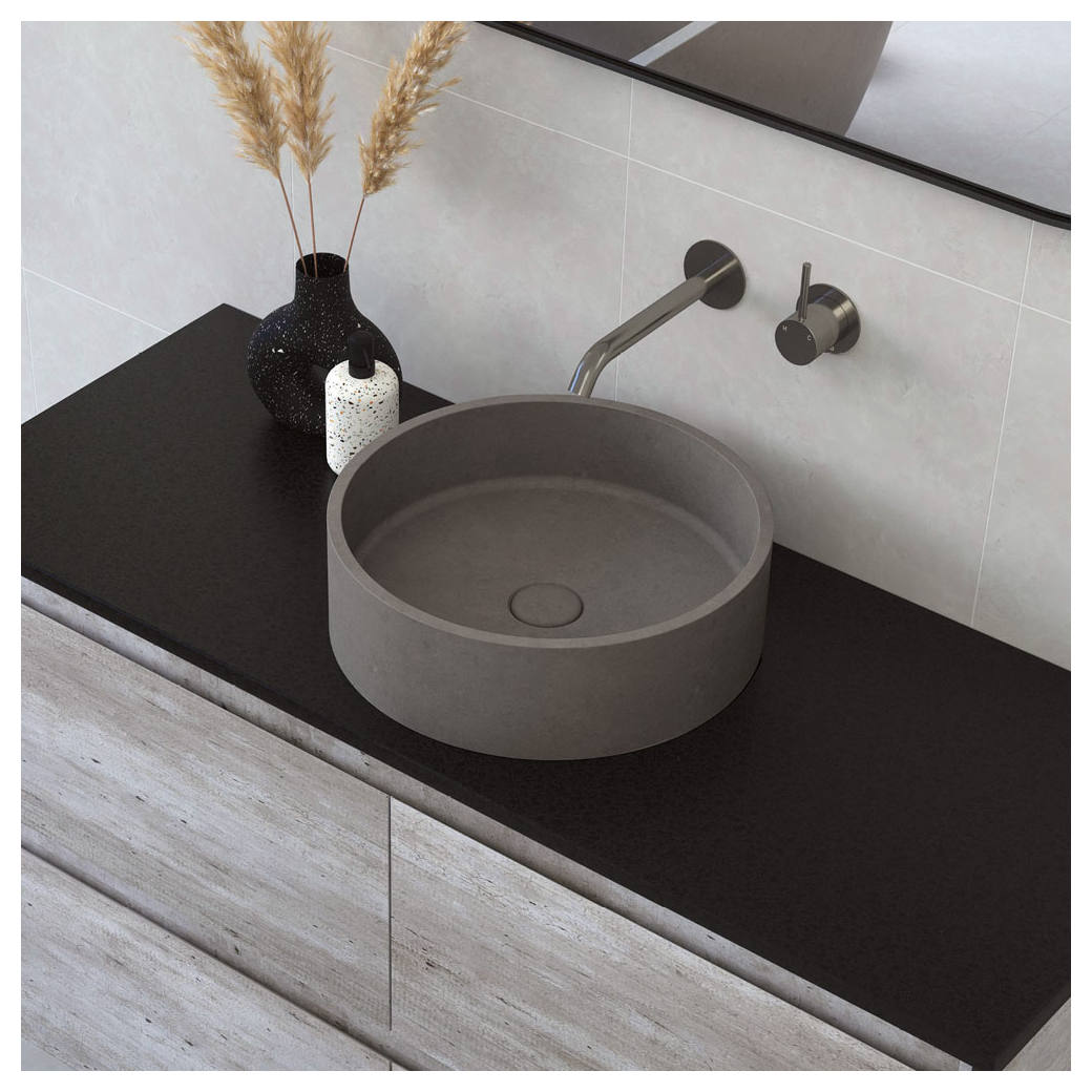 Jada Round Concrete Above Counter Basin, Warm Grey