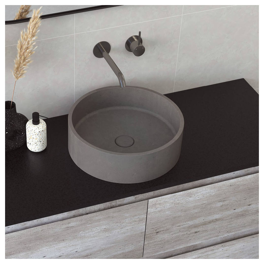 Jada Round Concrete Above Counter Basin, Warm Grey