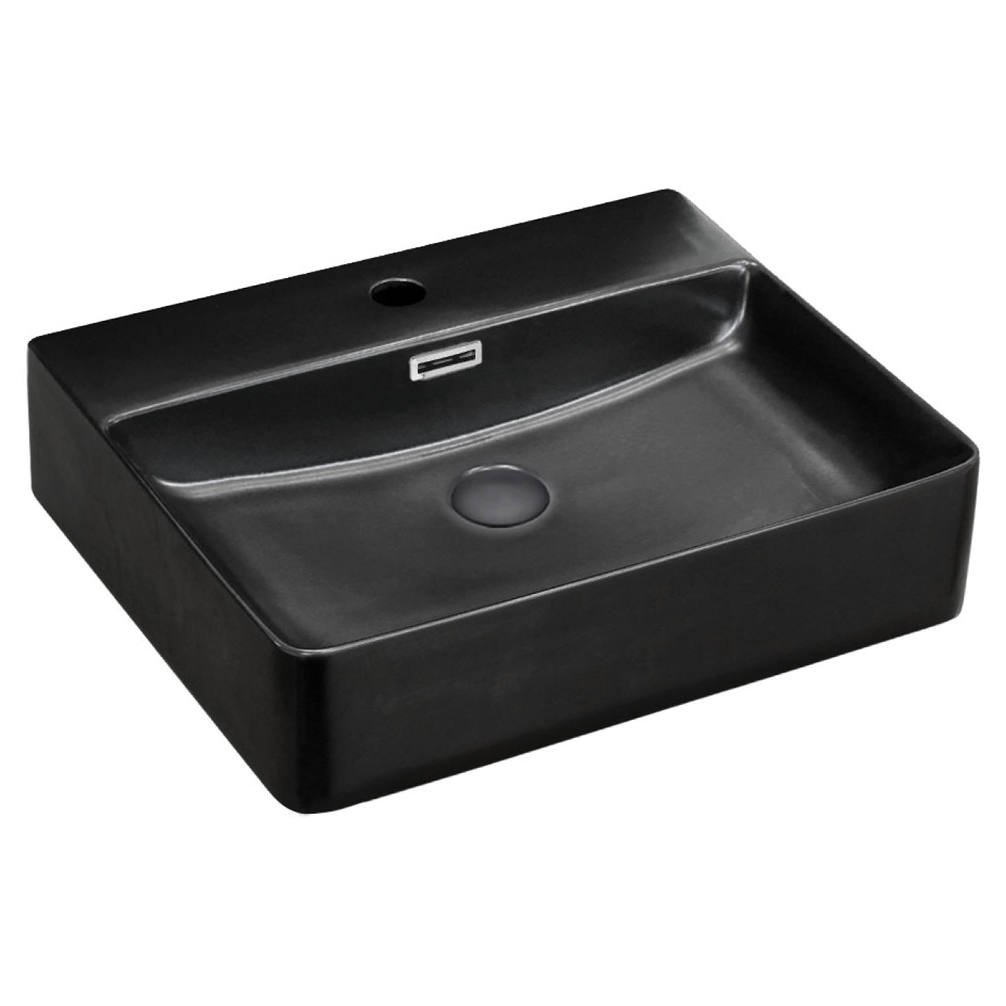 Petra Matte Black Above Counter Basin, 1TH, Matte Black