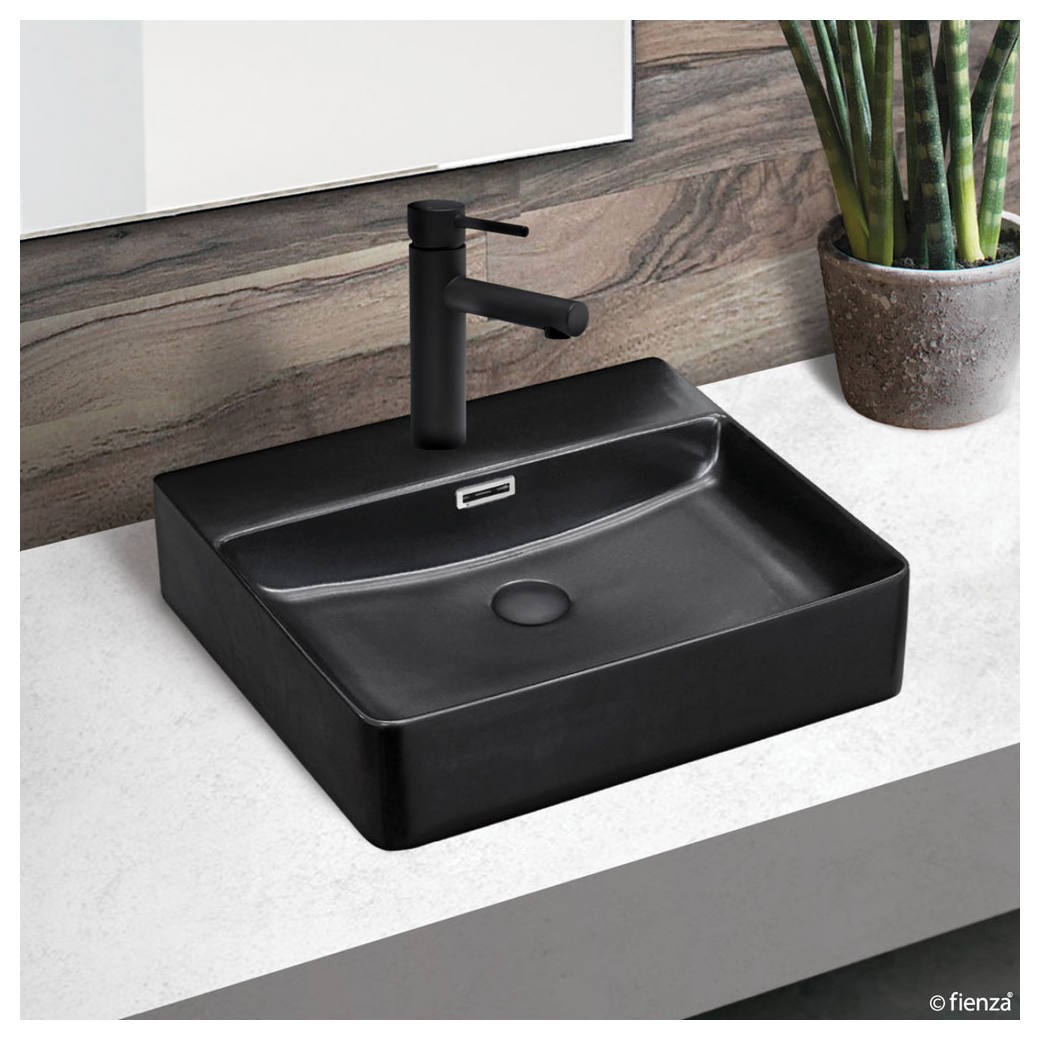 Petra Matte Black Above Counter Basin, 1TH, Matte Black
