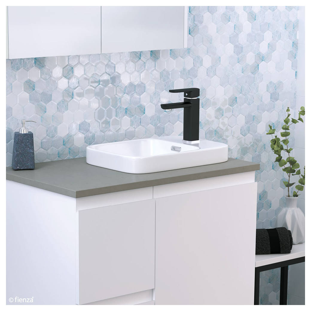 Petra Mini Semi-Inset Basin, Gloss White