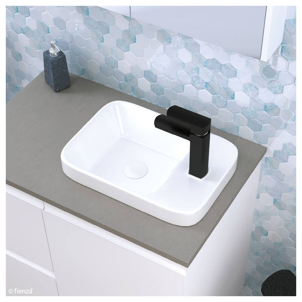 Petra Mini Semi-Inset Basin, Gloss White