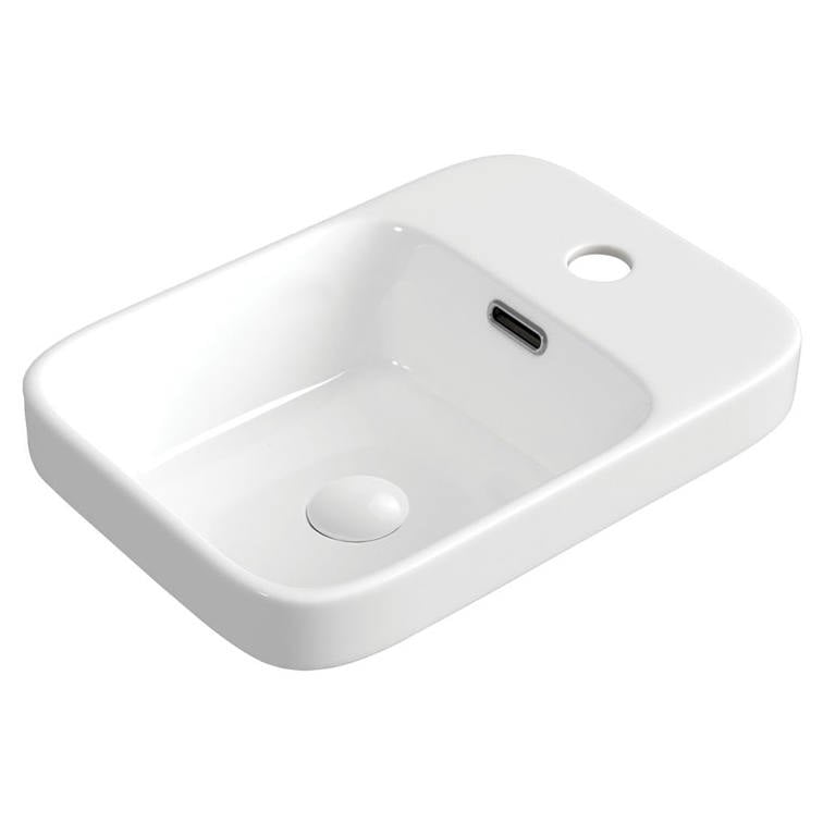 Petra Mini Semi-Inset Basin, Gloss White