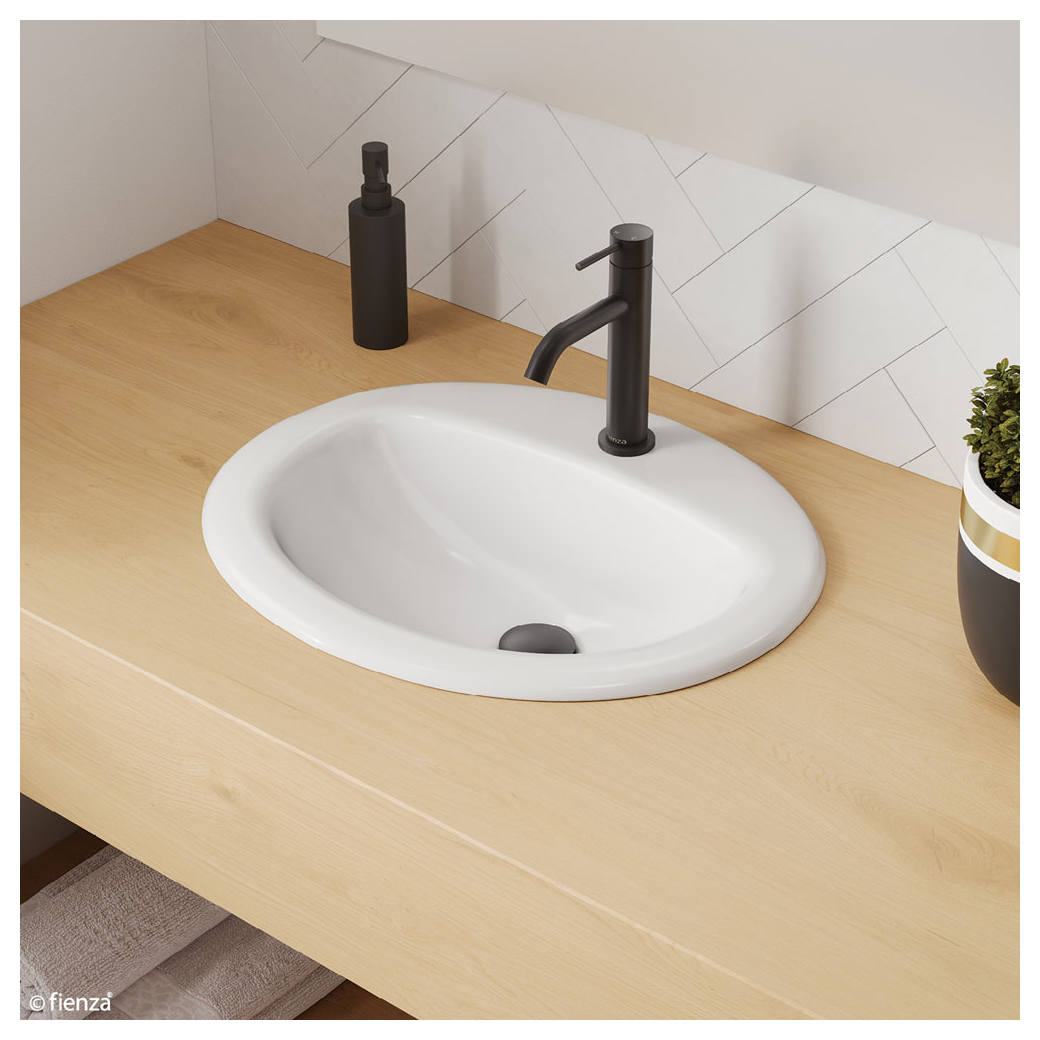 Stella Fully-Inset Basin, 1 Tap Hole, Gloss White