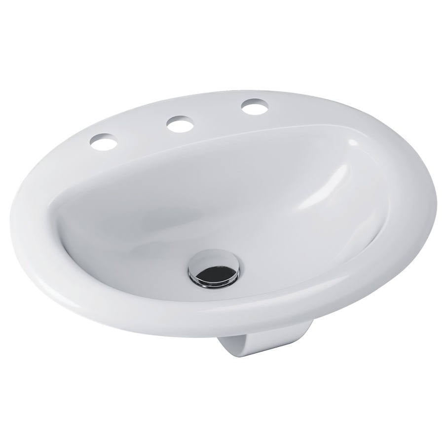 Stella Fully-Inset Basin, 3 Tap Holes, Gloss White