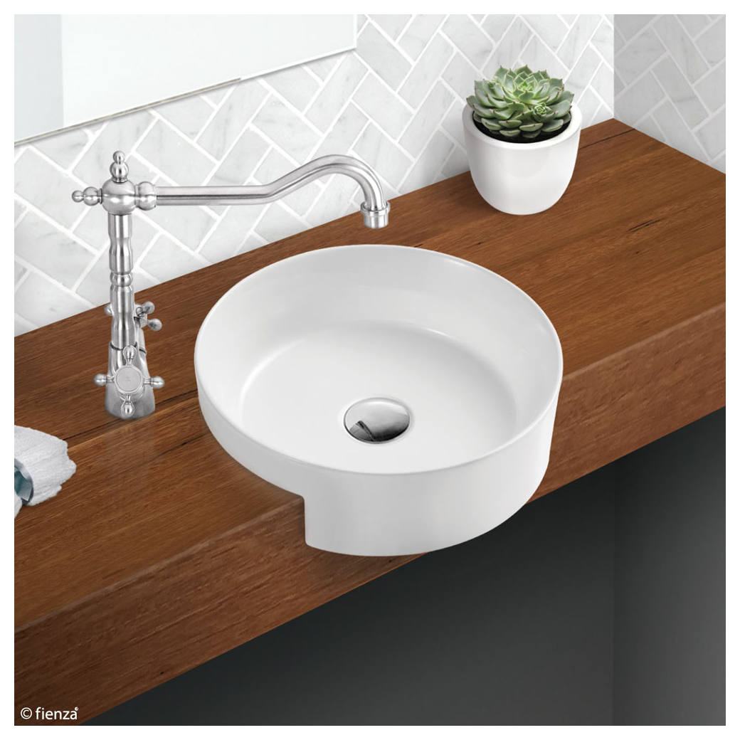 Reba Semi-Recessed Basin, No Tap Hole, Gloss White