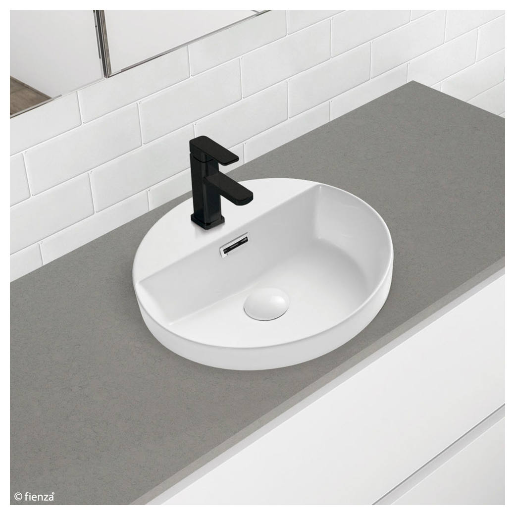 Reba Semi-Inset Basin With Tap Hole, Gloss White