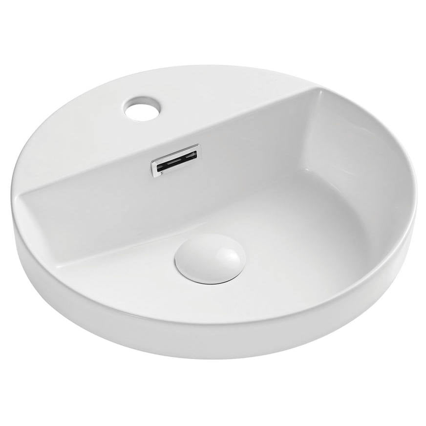 Reba Semi-Inset Basin With Tap Hole, Gloss White