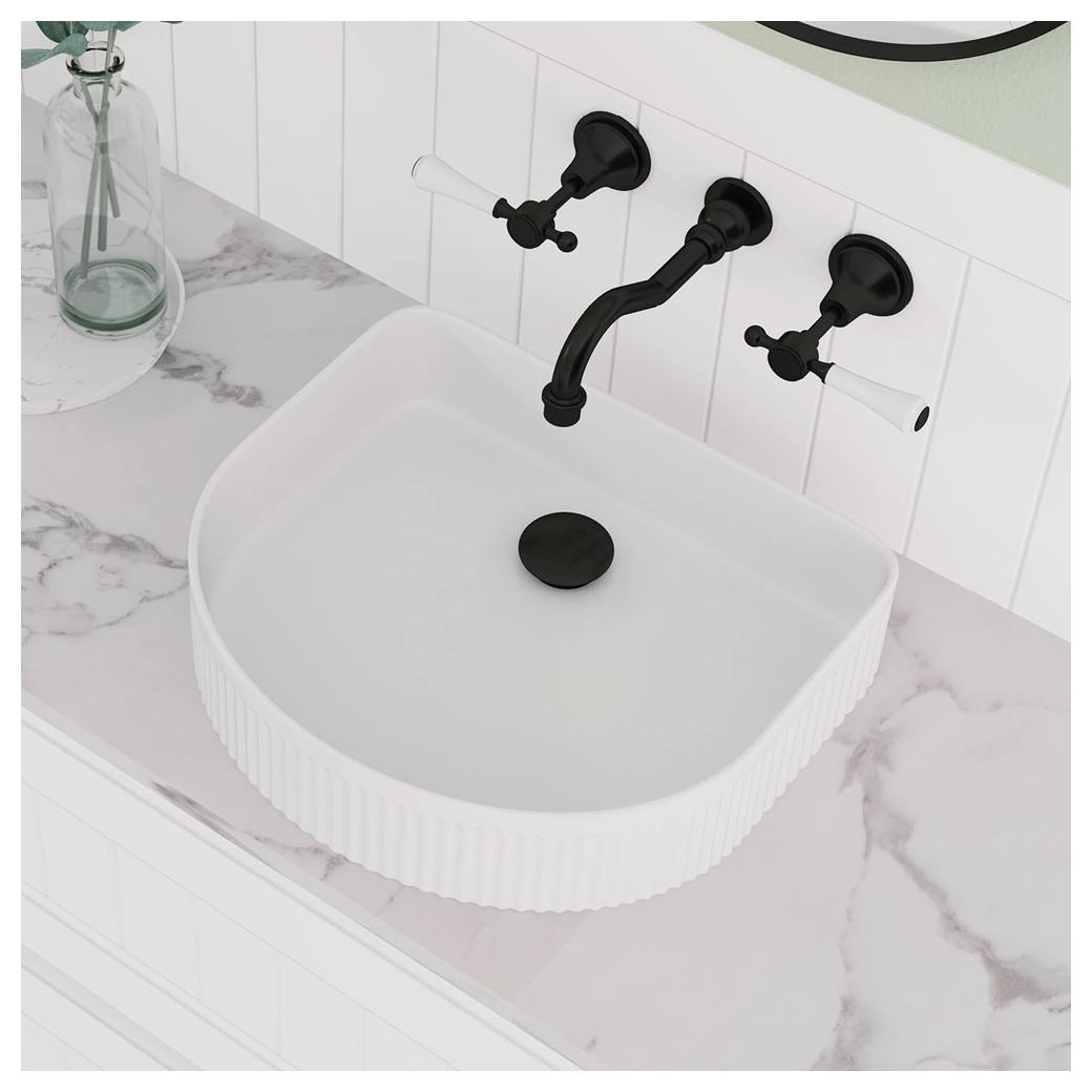 Eleanor Arch Above Counter Fluted Basin, Gloss White