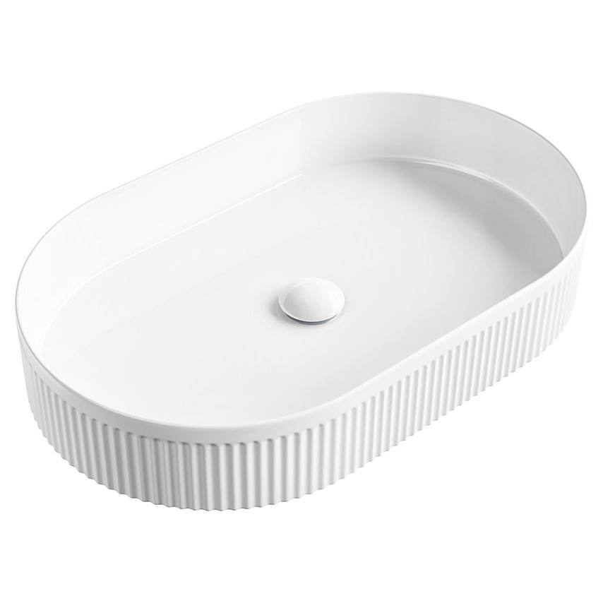 Eleanor Oval Above Counter Fluted Basin, Gloss White