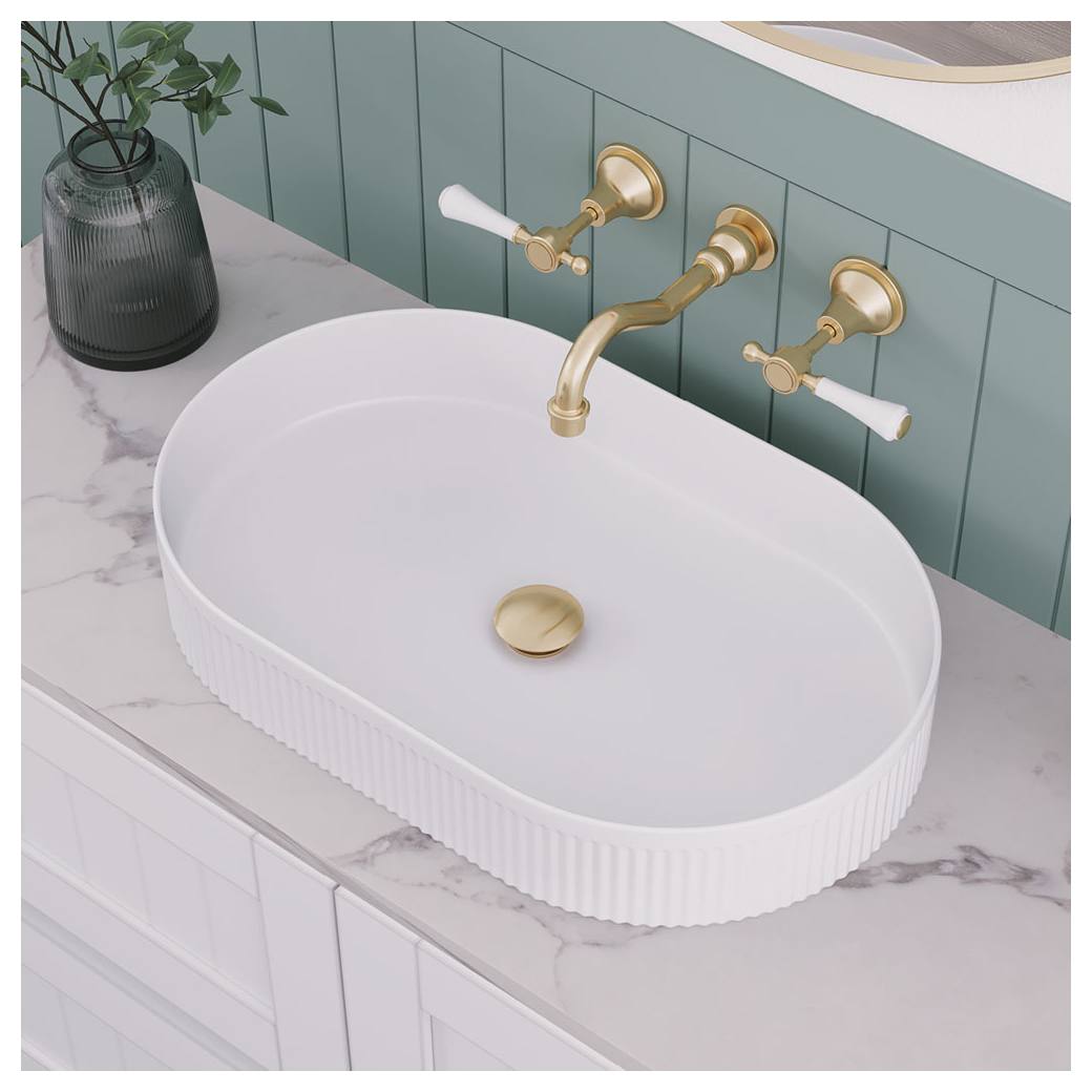 Eleanor Oval Above Counter Fluted Basin, Gloss White