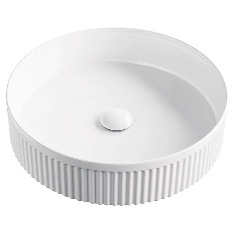 Eleanor Round Above Counter Fluted Basin, Gloss White