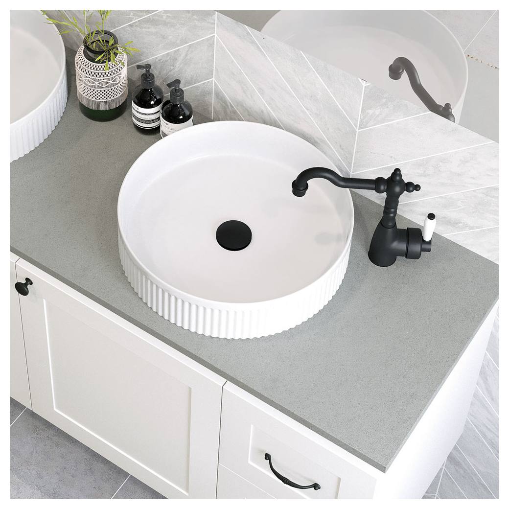 Eleanor Round Above Counter Fluted Basin, Gloss White