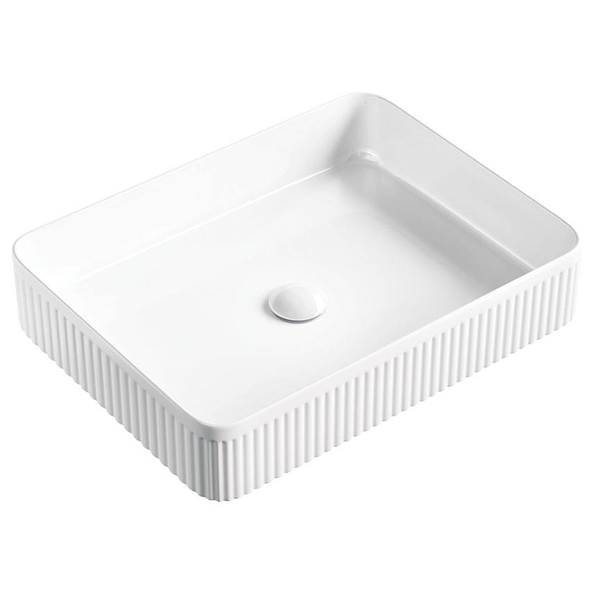 Eleanor Rectangular Above Counter Fluted Basin, Gloss White