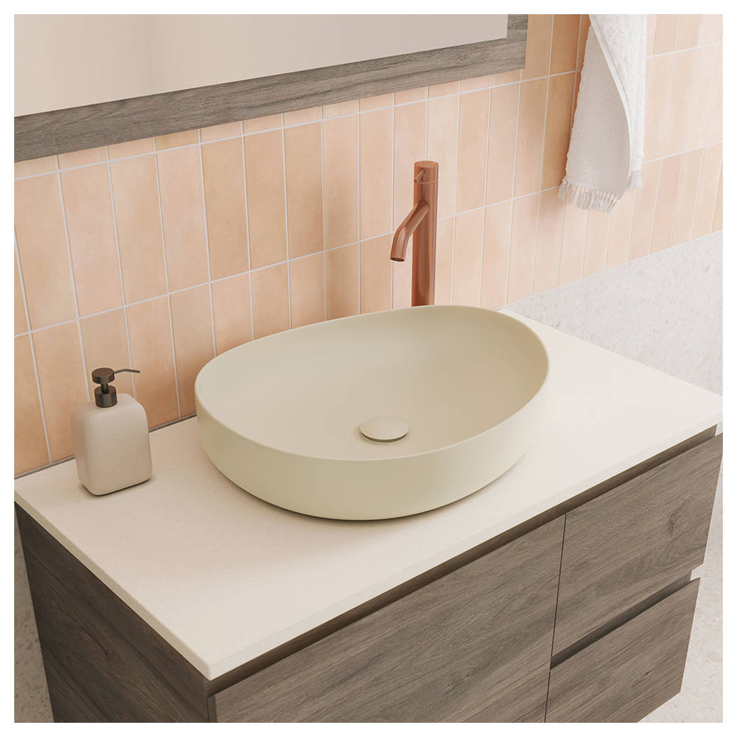 Pebble Small Above Counter Basin, Matte Khaki