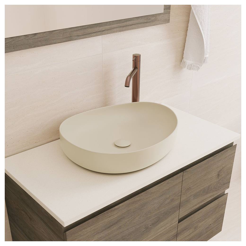 Pebble Medium Above Counter Basin, Matte Khaki