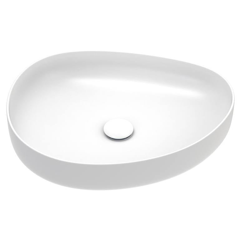 Pebble Medium Above Counter Basin, Matte White