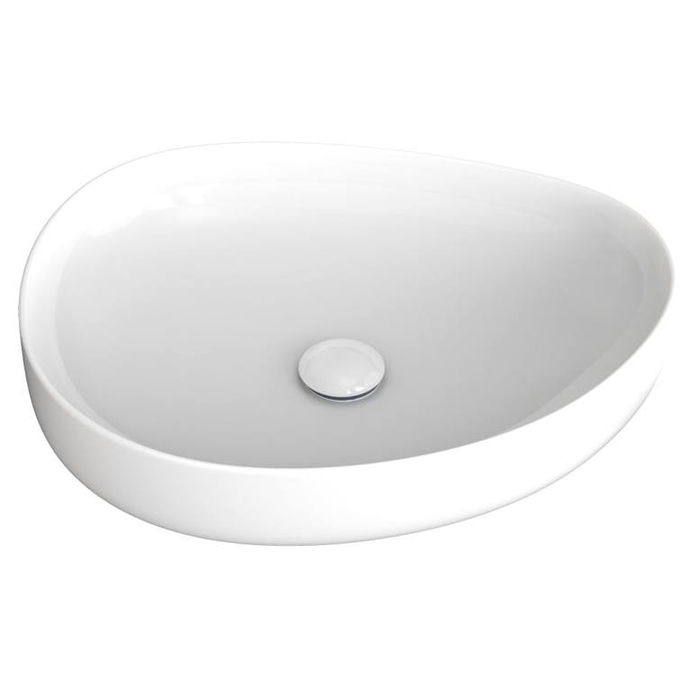Pebble Medium Above Counter Basin, Gloss White