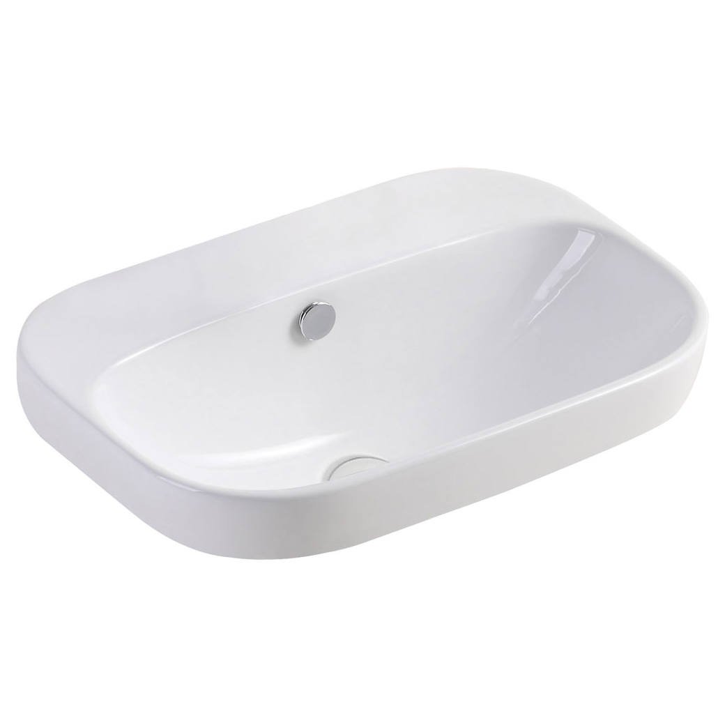 Parisa Semi-Inset Basin, No Tap Hole, Gloss White